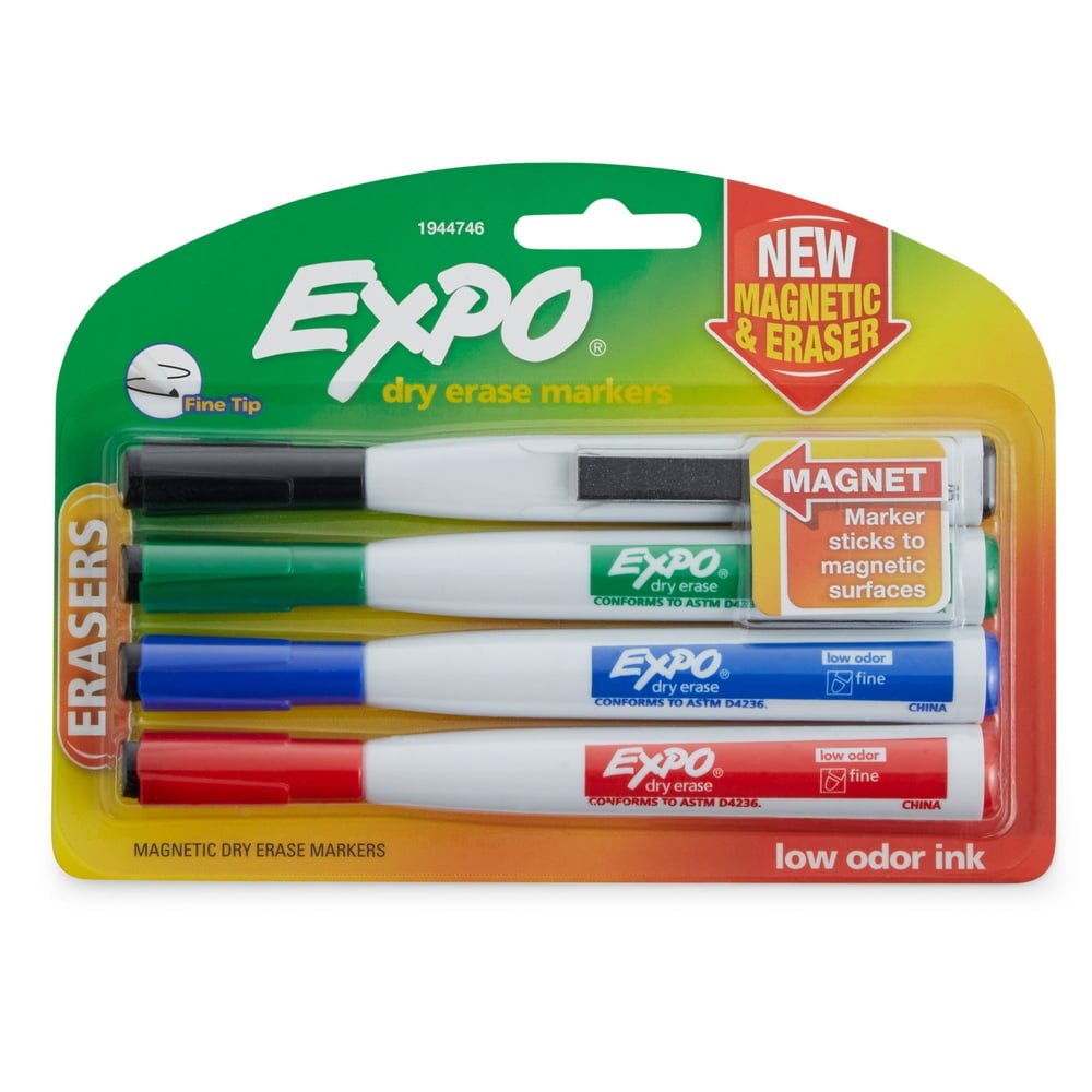 Expo Dry Erase Markers, Fine Tip, 4 Count