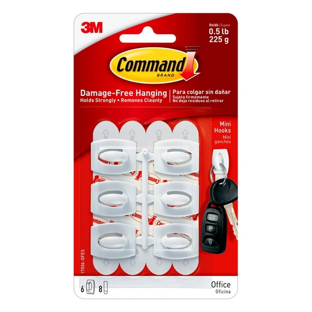 Command Mini Wall Hooks, White, Damage Free Decorating, Twelve Hooks