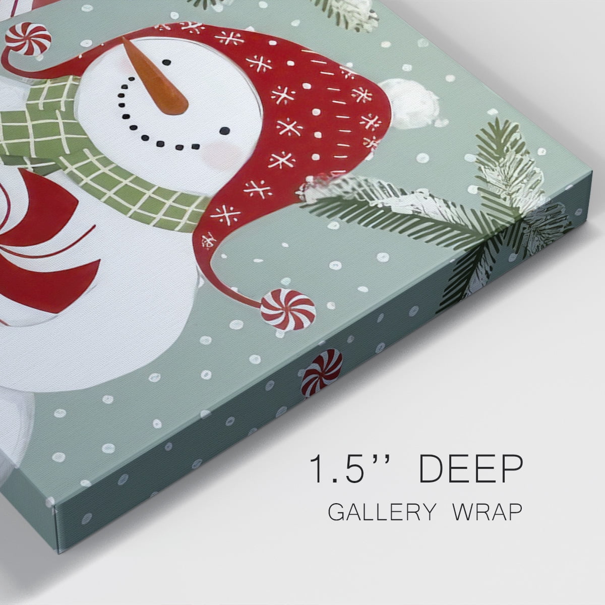 Peppermint Snowman Collection D- Gallery Wrapped Canvas