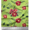 thumbnail image 1 of Soimoi Green Viscose Chiffon Fabric Leaves,Pomegranate & Floral Printed Fabric 1 Yard 42 Inch Wide, 1 of 1
