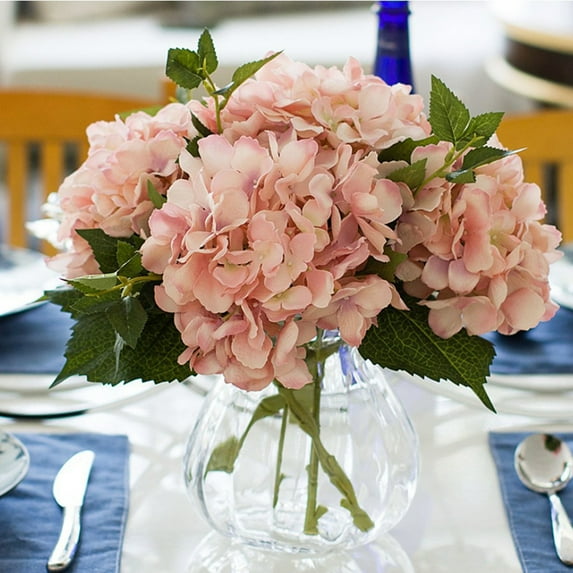 Visland 4PCS Artificial Fake Flowers Plants Silk Hydrangea Arrangements Wedding Bouquets Decorations Plastic Floral Home Kitchen Garden Party Festival Bar DIY