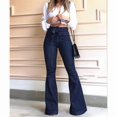thumbnail image 4 of Womens Denim Pants High Waist Boot Cut Trousers Skinny Bell Bottom Mom Jeans Blue XL, 4 of 8