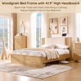 thumbnail image 7 of Aitjunz Modern Queen Size Bed Frame with Upholstered Headboard and Charging Station, 2 Storage Drawers, Fluted Wood Platform Bed Frame, No Box Spring Needed, Natural, 7 of 7