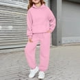 thumbnail image 2 of PINQI Teen Girls 2 Piece Jogging Set Plain Pullover Hoodies Sweatpants Sweatsuits Fleece Warm Tracksuits with Pockets Outfits, 2 of 4