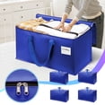 thumbnail image 2 of Fesfesfes Large Capacity Foldable Storage Totess with Secure Zippers,Portable Moving Bags for Household, Clothes, Quilt, Car Travel Organizer Blue, 2 of 5