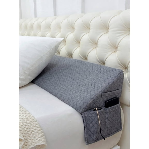 2-in-1 bed wedge: closes 0-7 inch bed gaps and acts as a cozy back cushion. Breathable for summer, usable year-round.(gray-short)