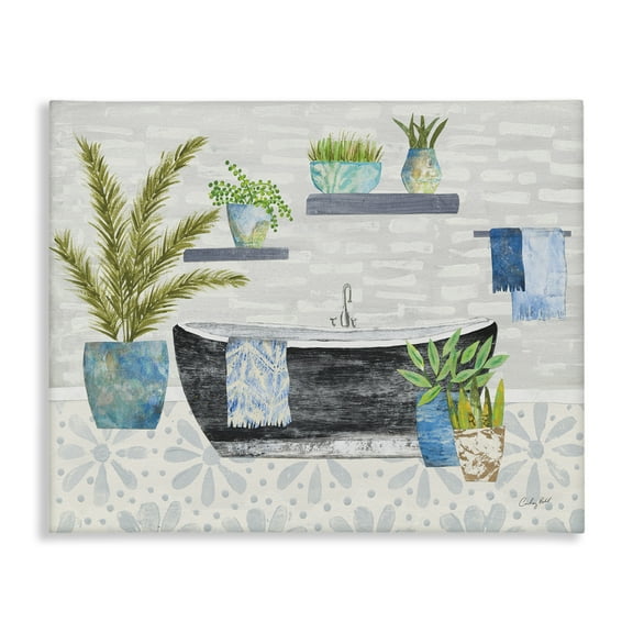 Stupell Industries Botanical Bath & Rustic Plants Bath & Laundry Painting Wrapped Canvas Art Print Wall Art, 20 x 16