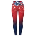 thumbnail image 3 of Bibifish Womens Leggings Red White Blue Gradient Star Print Leggings High Waist Stretchy Slim Fit Casual Patriotic Events Trendy Leggings, 3 of 3