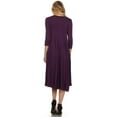thumbnail image 4 of Women's Comfortable 3/4 Sleeve Midi Dress – Solid A-Line Casual Fit, 4 of 4