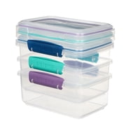 Sistema KLIP IT Food Storage Containers | 1 L | Stackable Food Prep Container with Airtight Lids | BPA-Free | Colourful Clips | 3 Count [81613-T]