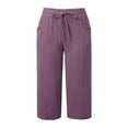 thumbnail image 6 of EnJoCho Girls Cotton Linen Wide Leg Capr𝗂 Pants, Loose Thin Loung𝖾 Cropped Trousers, Comfy Elastic Waist Casual Kids Wear, 6 of 8