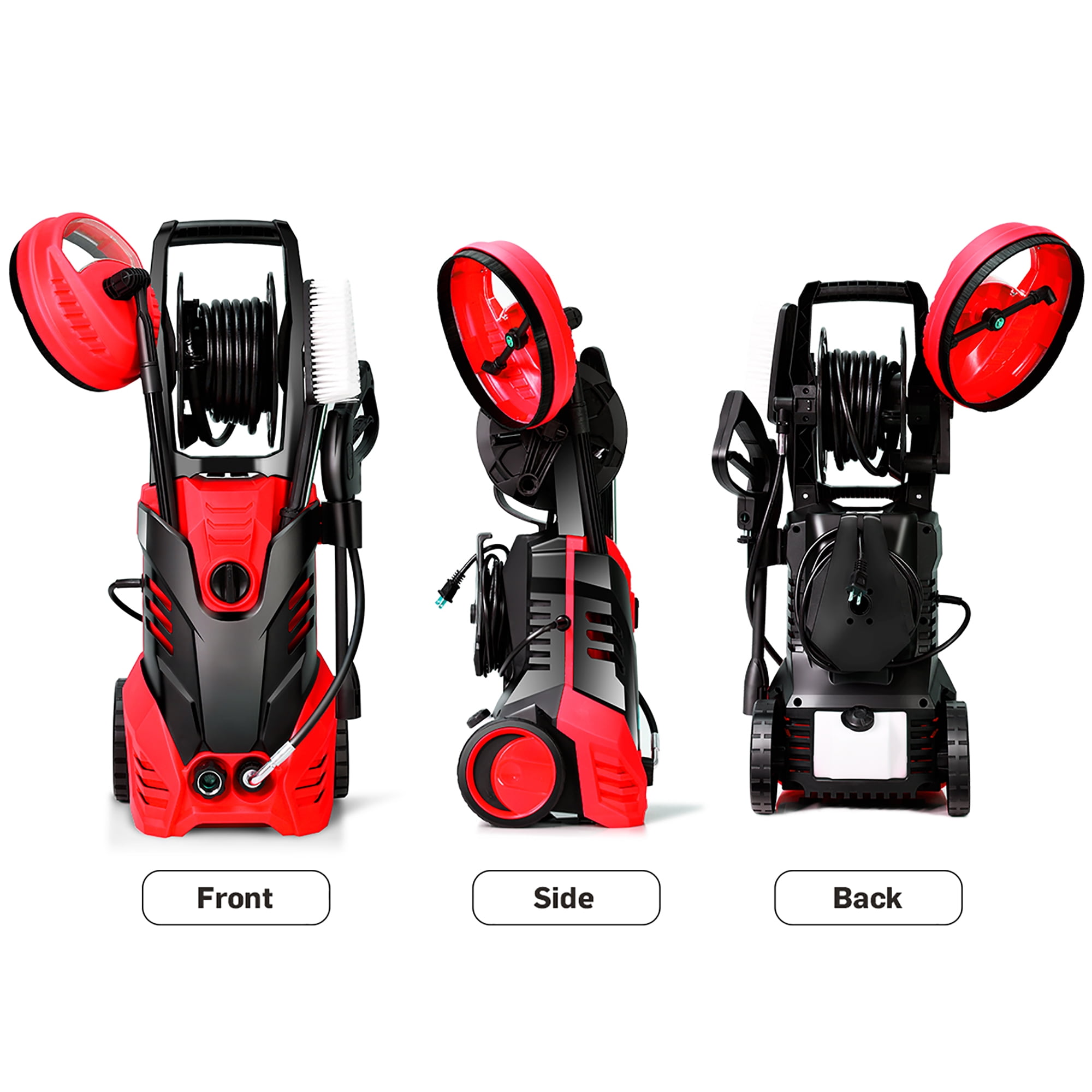 Costway 3000PSI Electric High Pressure Washer Machine 2 GPM 2000W w/ Deck Patio Cleaner Red