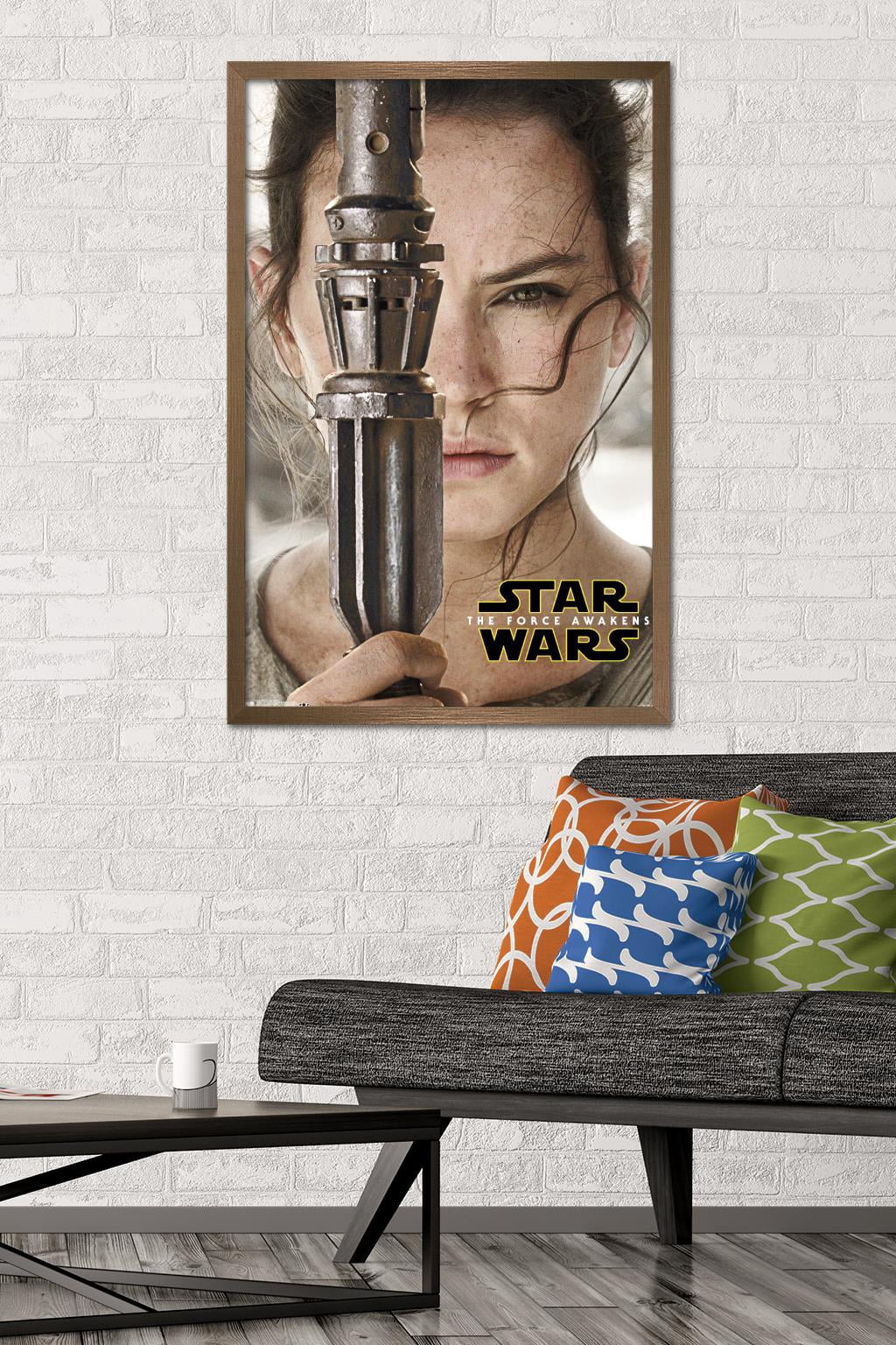 Star Wars: The Force Awakens - Rey Portrait Wall Poster, 22.375" x 34", Framed