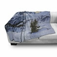 thumbnail image 3 of Mountain Soft Flannel Fleece Throw Blanket, Landscape of Snowy Mountain at Sunset Pine Trees Tranquility in Winter Theme, Cozy Plush for Indoor and Outdoor Use, 50" x 70", White Green, by Ambesonne, 3 of 6