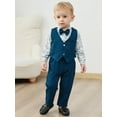 thumbnail image 2 of CARETOO Boy Clothes 0-18M Floral Formal Shirt Waistcoat Suspender Pants Tie Outfit Cotton Fabric, 2 of 19