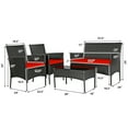 thumbnail image 2 of Patiojoy 8-Piece Rattan Patio Conversation Set Cushioned Sofa with Coffee Table Red, 2 of 6