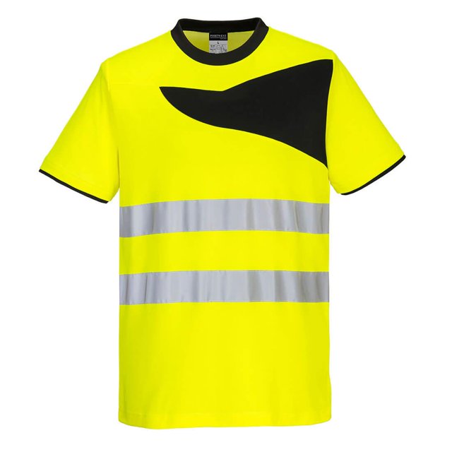 Portwest - Camiseta PW2 de Algodón para Hombre (Amarillo, Negro)