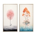 thumbnail image 2 of Designart "Impression of Solitude Minimal Watercolor Single Tree I" Landscape Trees Framed Wall Art Set Of 2 - Traditional Pink Framed Wall Art Set Of 2, 2 of 6