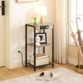 thumbnail image 3 of Tall End Table with Charging Station, 29.7 Inch Small Tall Side Table, 3-Tier Telephone Table, Small Entryway Table, High Nightstand for Living Room, Bedroom, Hallway, Greige, 3 of 9