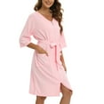Valcatch Women Zipper Robe Half Sleeve Housecoat Waffle Knit Cotton Bathrobes Short Nightgown