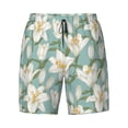 thumbnail image 4 of Lsque Mens Swim Trunks Lilies Flowers Pattern - Bathing Suit Compression Liner - Beach Swim Shorts Swimwear - (S-3XL) - Stretch Quick Dry -3X-Large, 4 of 9