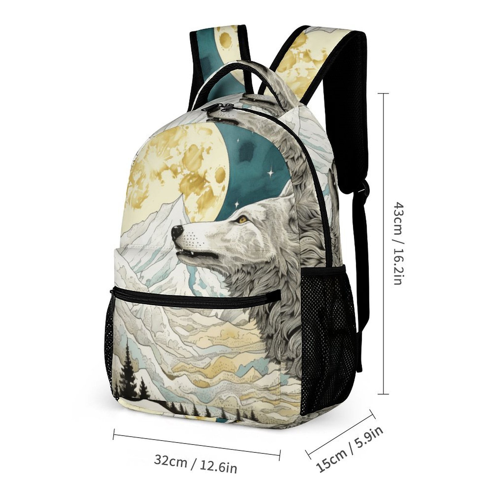 Wolves in the Moonlight Lightweight Tie School Backpacks for Teen ...