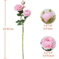 thumbnail image 2 of Artificial Flower 8pcs 24'' Silk Peony Long Stem with 2 Blossoms and 1 Bud Faux Flower for Wedding Bridal Bouquet Bridesmaid Home Décor Office Baby Shower Centerpiece(Creamy White), 2 of 5