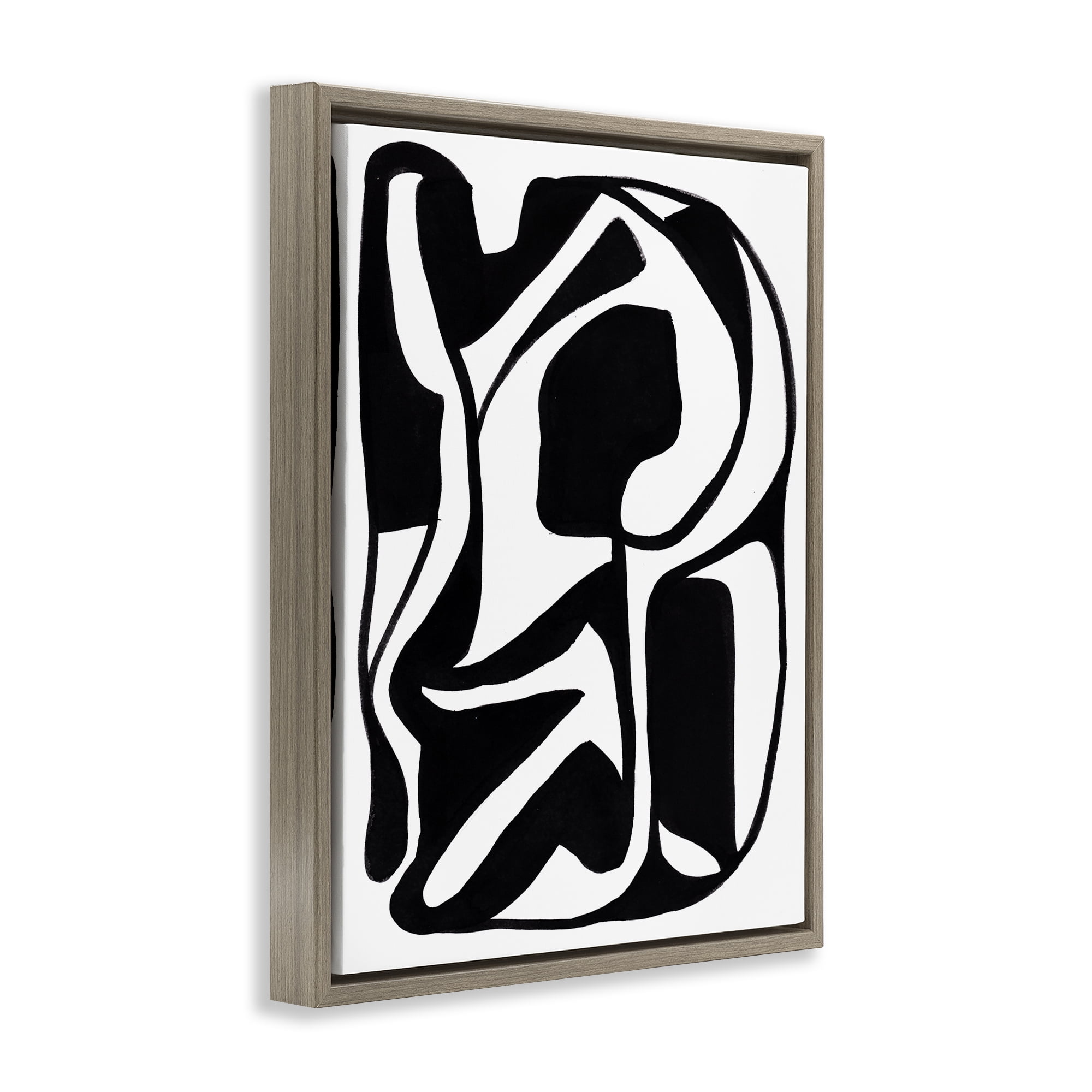Stupell Industries Swirling Ink Pattern Abstract Painting Brown Floater Framed Canvas Art Print Wall Art, 25 x 31