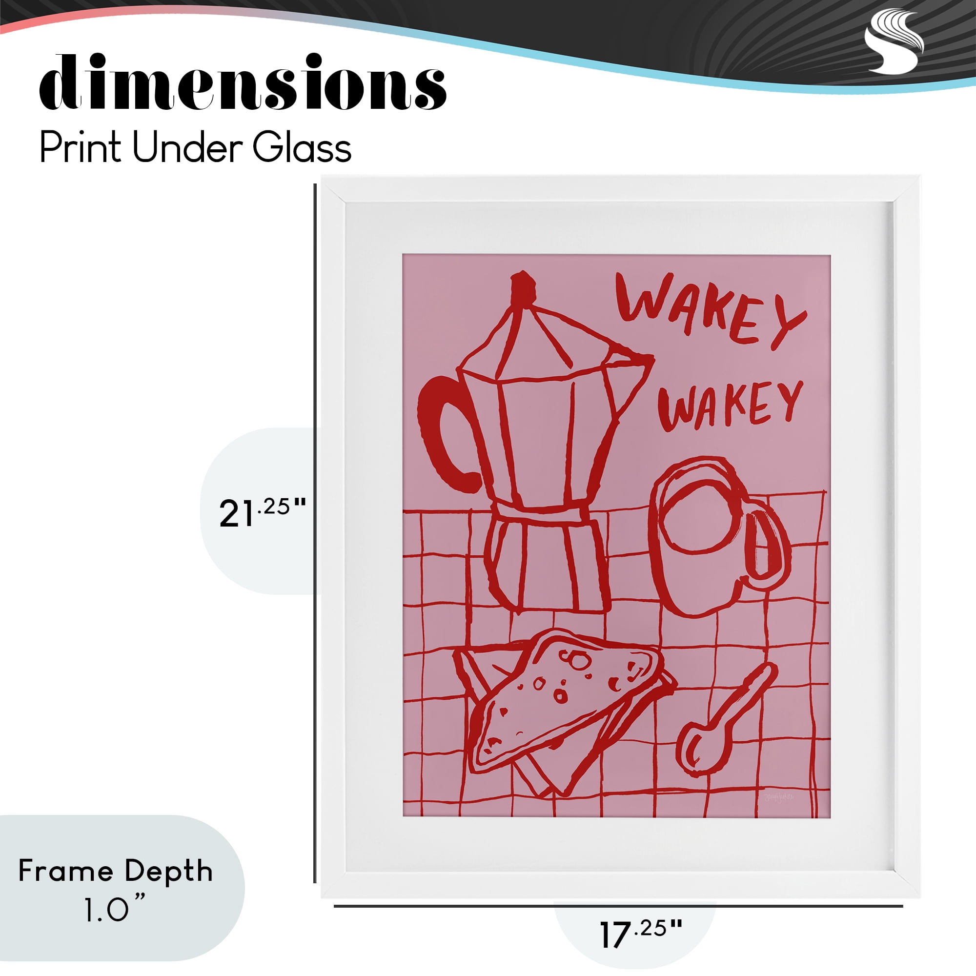 Stupell Industries Wakey Breakfast Doodles White Framed Print Under Glass, design by Jenaya Jackson