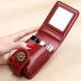 thumbnail image 6 of Genuine Leather Lipstick Bag with Mirror, Compact and Portable Makeup Organizer for Handbags, Available in Burgundy, Brown, Peacock Blue and, 6 of 10