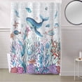 thumbnail image 5 of Fabric Shower Curtain, Summer Whale Fish Coral Starfish Colorful Ocean Bathroom Curtain with 12 Hooks Waterproof No Bad Odor Machine Washable Bath Curtains for Bathroom, Spa Room, 36"x72", 5 of 6