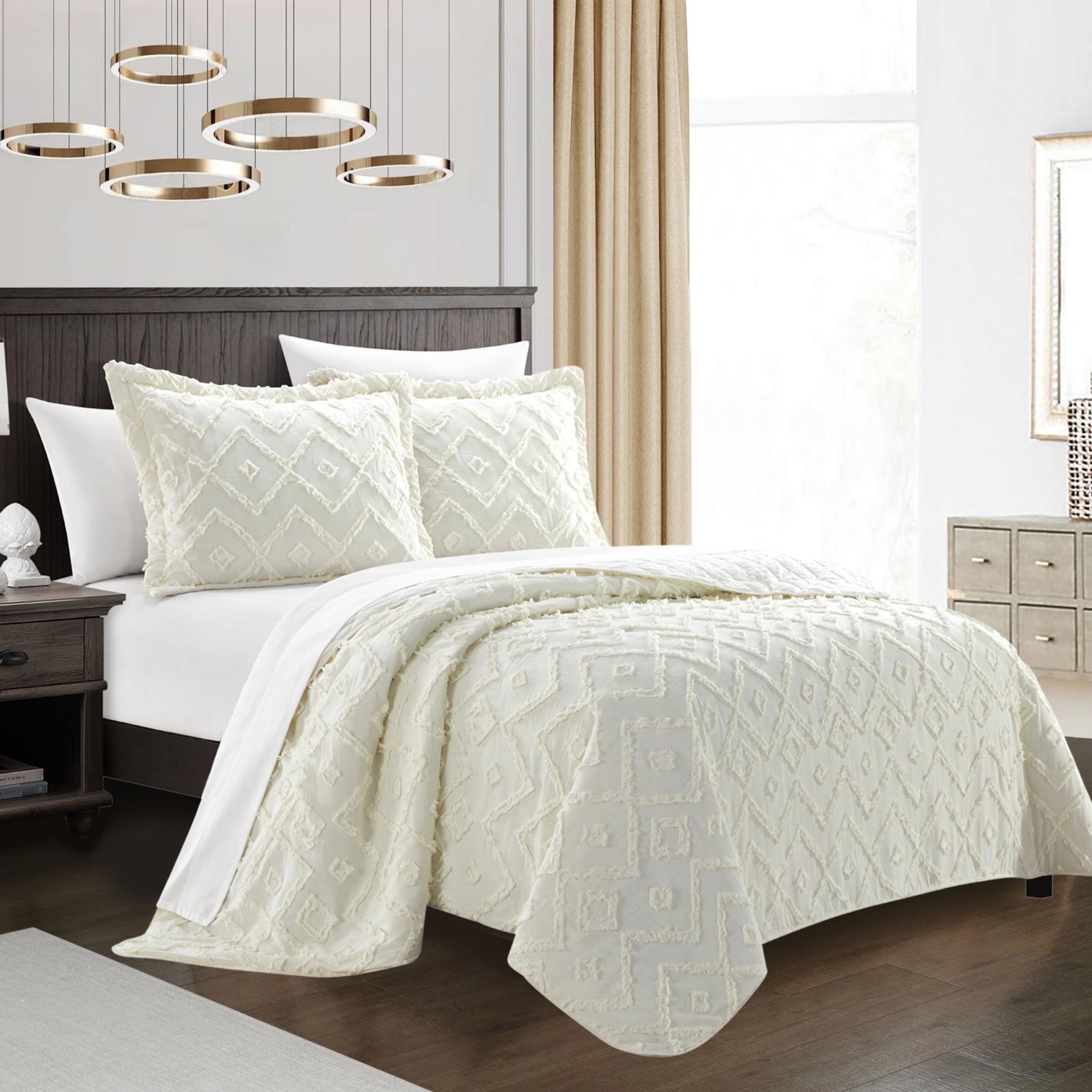 Chic Home Kade 3-Piece Jacquard Cotton Quilt Set, King