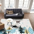 thumbnail image 2 of Merry Christmas Area Rug 4x6ft Christmas Snowman Snowflakes Tree Blue White Linen Non-Slip Washable Square Rugs Soft Felt Indoor Floor Mat for Bedroom Kitchen Living Room Bathroom, 2 of 8