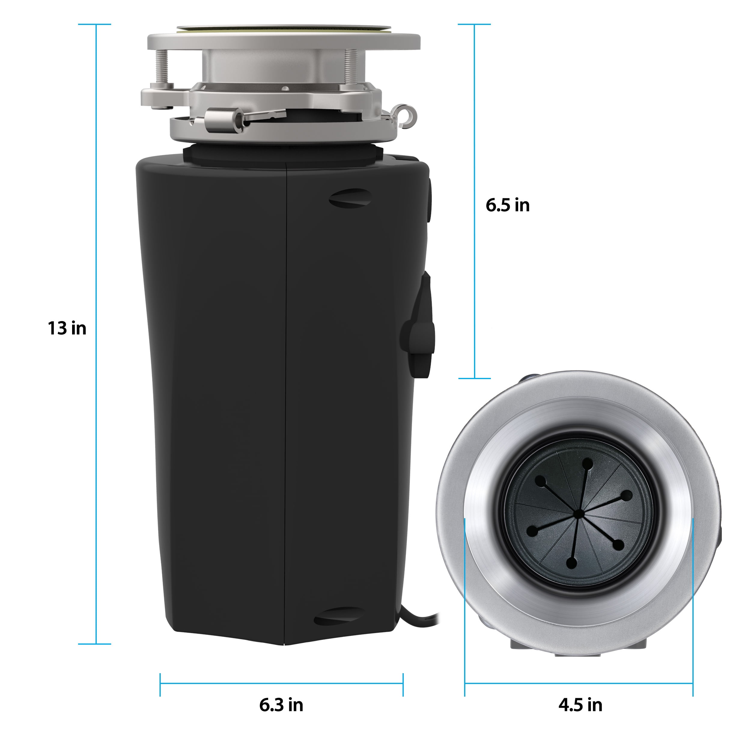 Eco Logic 1/3 HP Continuous Feed Garbage Disposal, Ultra-Quiet and Compact with Cord 10-US-EL-4-3B