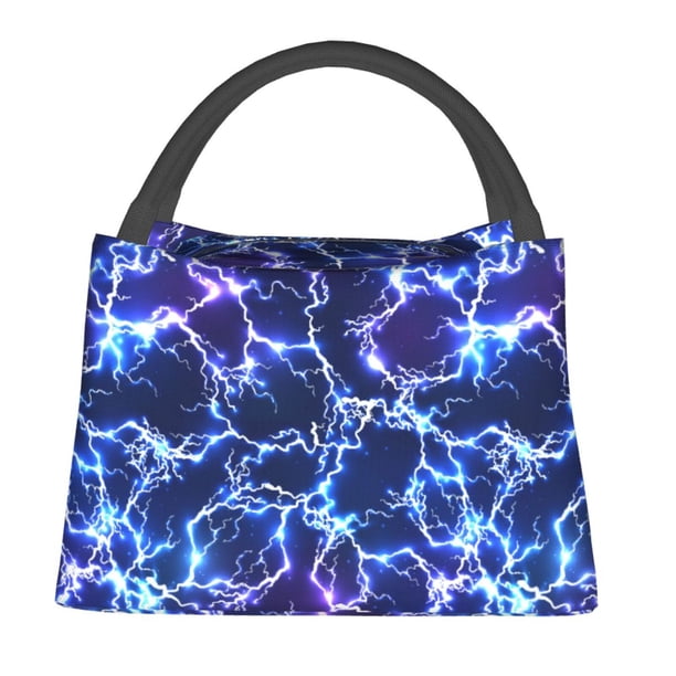 Fotbe Blue Lightning1 Bolsa Térmica Portátil con Estampado, Bolsa de Entrega de Alimentos Aislada, Bolsa Reutilizable de Gran Capacidad para Comidas y Supermercado