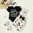 thumbnail image 3 of PatPat 3pcs Baby Girl Clothes 95% Cotton Short-sleeve Black Romper Pants Set, 12-18 Months, 3 of 9