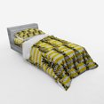 thumbnail image 3 of Ambesonne Grunge Bedding Set 4 Pcs, Retro Striped Vintage, Queen, Black and Earth Yellow, 3 of 3