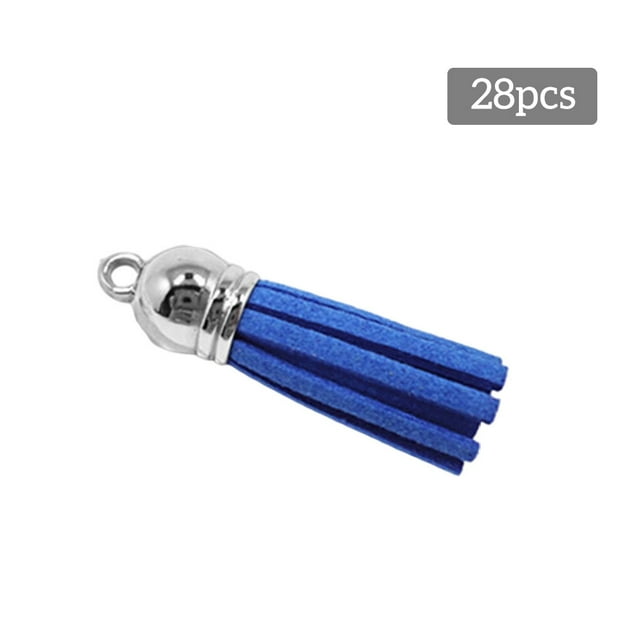 Langgg 28 Pieces Keychain Charms Creative Delicate Keyring Pendant Tassels Simple Handbag Decor Tassel Craft Decoration DIY Accessory Royalblue