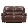 thumbnail image 2 of Benjara Jack 66 Inch Manual Recliner Loveseat, Plush Brown Top Grain Leather, Wood-Color:BrownMaterial, 2 of 6