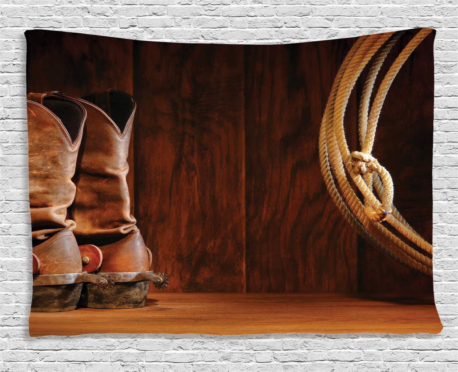 Team Roping Tapestry Western Decor Tapestry, American Style Cowboy Wild West Culture ...