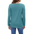 thumbnail image 4 of Women's Long-Sleeved Tops with Loose Waist and Casual Shirt Design, Comfortable and Relaxed Fit for Everyday Wear, Basic T-Shirt Style, and Women's Fashion,Turquoise,S, 4 of 4