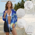 thumbnail image 6 of Xoenoiee Starry Night Print Womens Modern Swimsuit Cover Up Button Down Shirt Dresses Tops V Neck Loose Bathing Suit Casual Blouse Resort Wear, S, 6 of 7