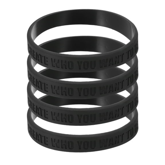 Uxcell 4Pcs Greatness Is A Choice Motivational Wristbands, Personalized Bands with Text Silicone Wristbands Custom Rubber Bracelets for Fitness Workouts Exercise, Black