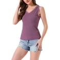 thumbnail image 4 of INSPIRE CHIC Womens Camisole Lacework Trim Modal Tank Tops Ruched Ribbed Knit V Neck Sleeveless Undershirt Cami Crop L Purple, 4 of 6