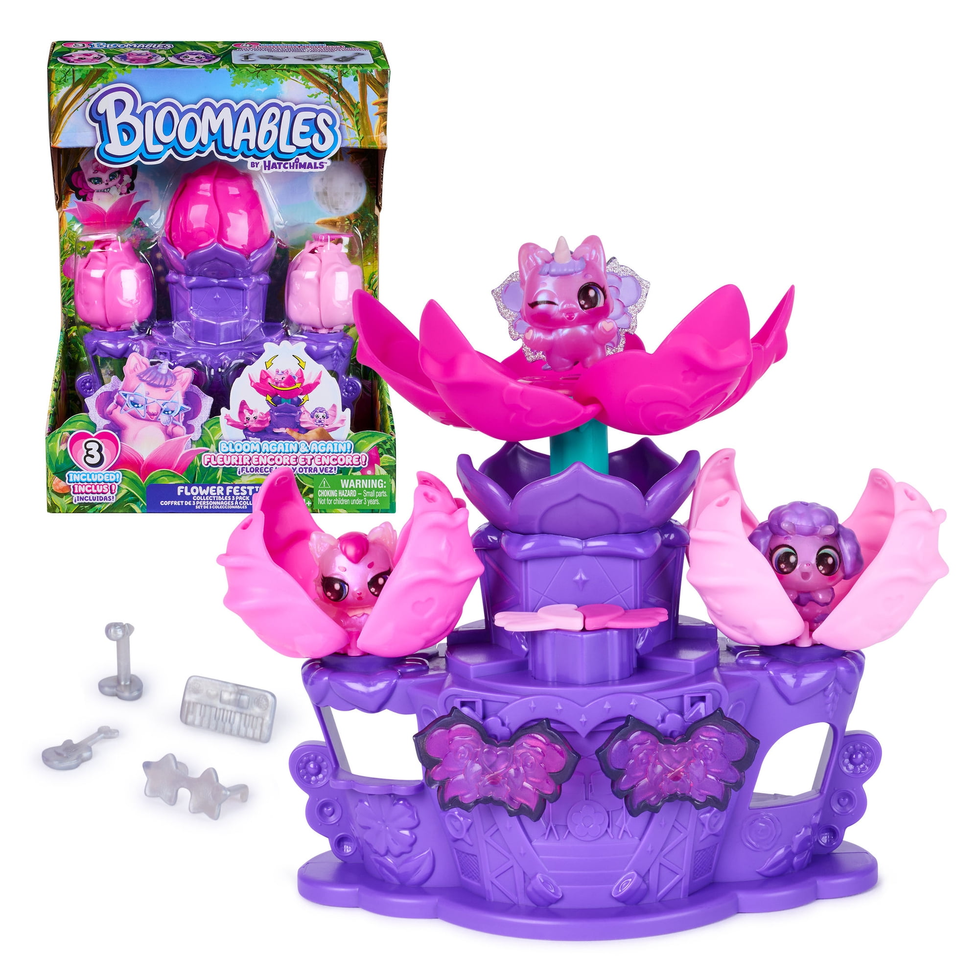 Bloomables by Hatchimals, Flower Fest with 3 Surprise Characters, 9 Accessories & Stage