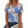 thumbnail image 4 of vigerkar Womens Summer Tops Tunics Casual Short Sleeve Shirts Loose Fit Blouses (Sky Blue, M), 4 of 9