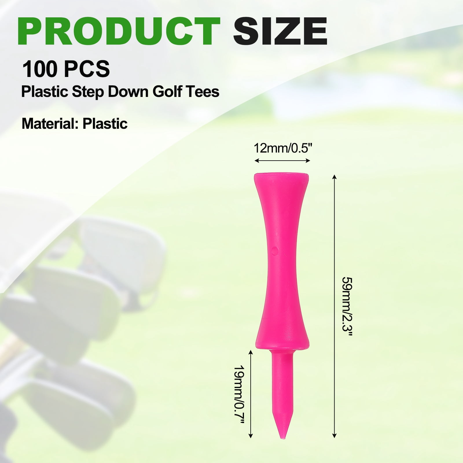 Uxcell Plastic Golf Tees , 2.3 Inch Unbreakable Plastic Step Down Golf Tees , 100 Pack & Purplish Pink - Fitting For(Practice/Outdoor/Golf Course/Competition/Leisure)