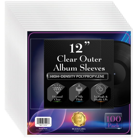 Gold Seal Vinyl Record Outer Sleeves, Clear, 100 Pack