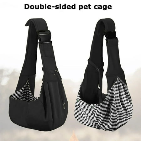 Small pet sling holder  hands-free reversible pet paper plastic bag  handbag  dog and cat sling holder  easy and portable