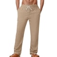 thumbnail image 2 of Sweatpants for Men 2025 Linen Breathable Straight Leg Loose Drawstring Joggers with Pockets Mens Casual Pants Trousers, 2 of 5